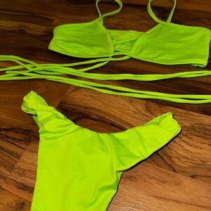 Neon Green Rave Set with Reflective Chaps